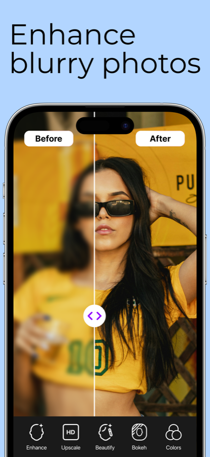 PhotoBoost app — before and after