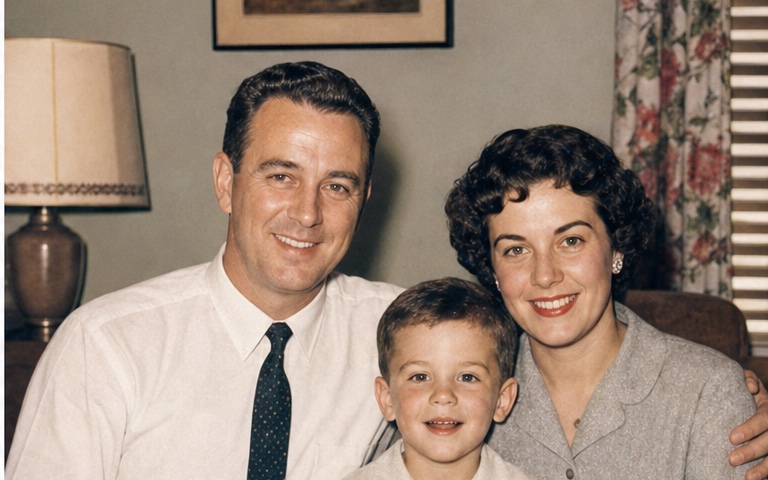Clearer restored family photo after PhotoBoost AI enhancement